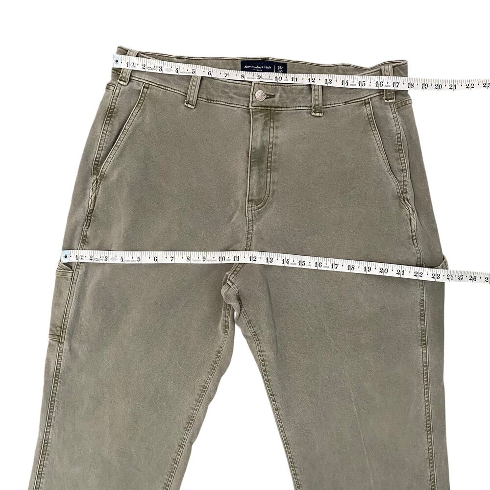 Abercrombie & Fitch Carpenter Pants 36x29 Olive Green Workwear Canvas - Picture 8 of 9